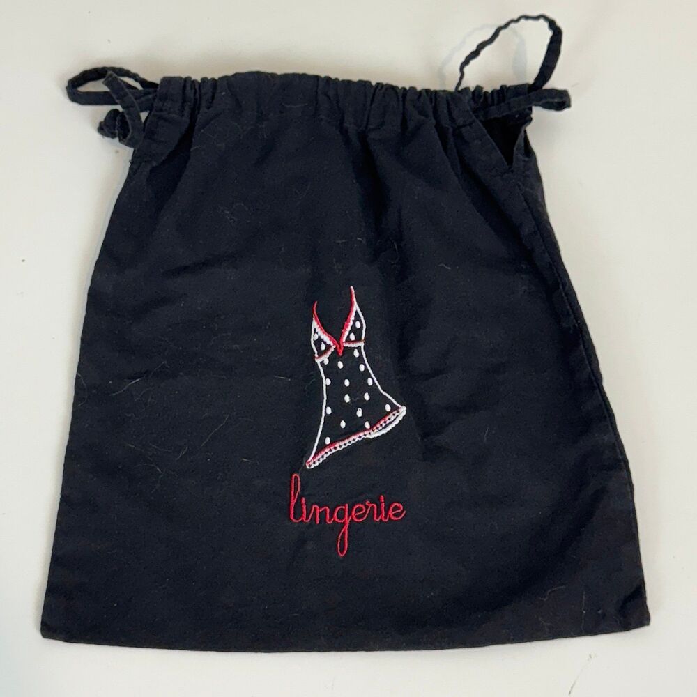 Embroidered Lingerie Laundry Travel Bag Black